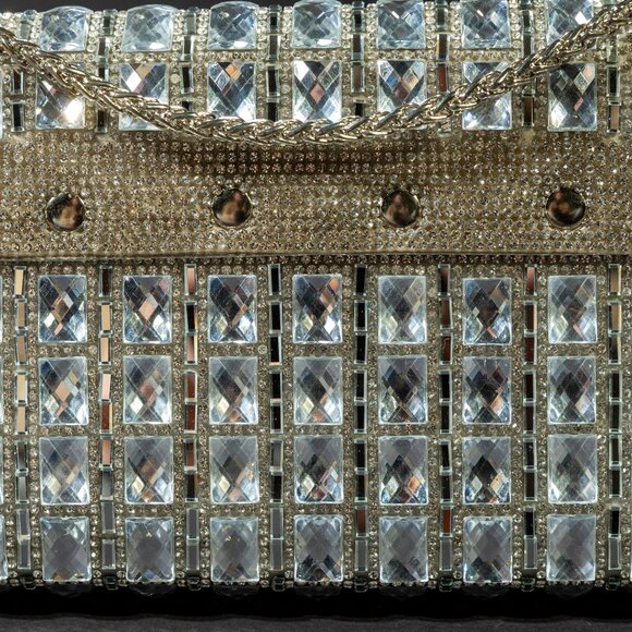 Verano Hill Ayesha Gold Rhinestone Clutch Bag - Silver - Picture 4 of 5